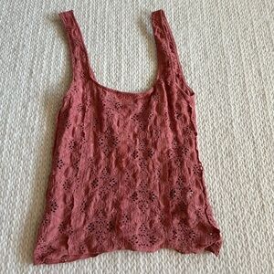 Free People Intimately Eyelet Tank Top Mauve Size XS